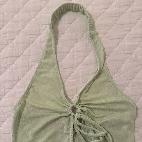 NWT RARE Elodie Lime Halter Tie Crop Top Size L - Picture 13 of 14